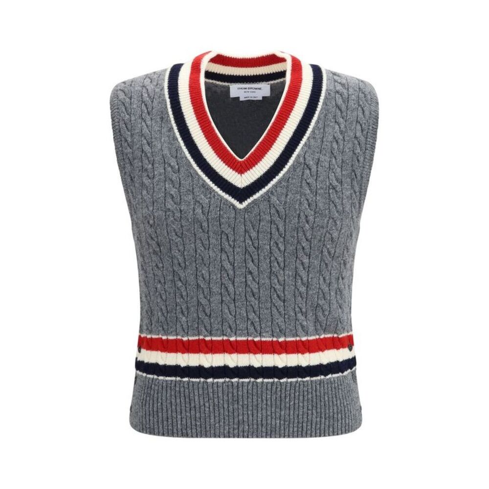 Thom Browne Gray Wool Oves Aries Sleeveles Men's Sweater
